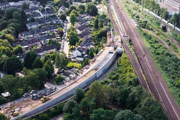 Aerial view of construction site Eidelstadt center 